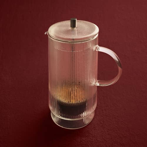 Cafetière à piston Ripple / 1 L - 8 tasses - Ferm Living - Transparent - Acier inoxydable, Verre soufflé bouche