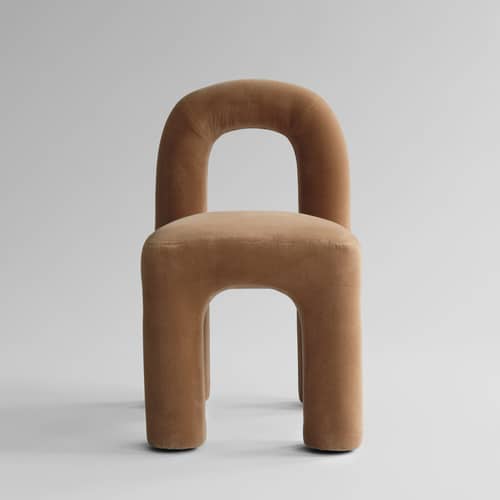 Chaise rembourrée Daiku / Velours - 101 COPENHAGEN - Désert - Bois, Mousse, Velours