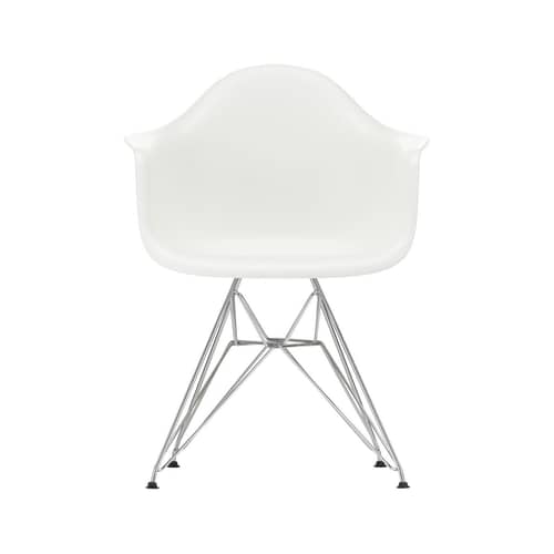 Fauteuil RE DAR - Eames Plastic Armchair / (1950) - Pieds chromés / Recyclé - Vitra - Blanc coton / Pieds chromés - Acier chromé, Plastique recyclé post-consommation