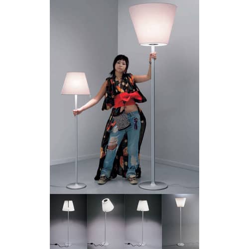 Lampadaire Melampo Mega métal tissu gris / H 217 cm - Artemide - Gris aluminium - Aluminium, Tissu