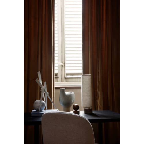 Lampe de table The Unbound LED / H 45 cm - marbre / Pivotant - Gubi - Lin blanc / Marbre gris - Lin, Marbre