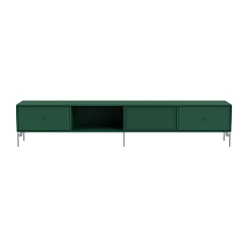 Meuble TV Octave VII bois vert / Avec pieds - L 183,6 x P 30 x H 36,6 cm - MONTANA - Pine 136 - Acier, Acier perforé, MDF laqué