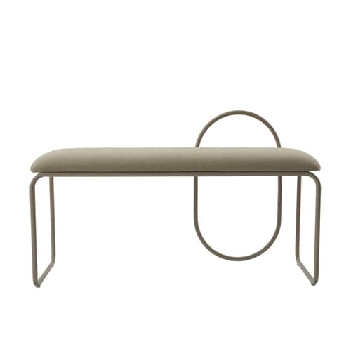 Angui Padded bench textile beige / Recycled polyester - L 110 cm - AYTM - Taupe (recycled polyester) - Foam, Lacquered steel, Recycled polyester