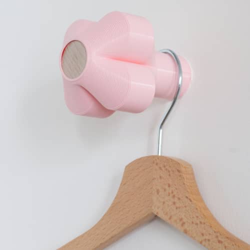 Set de 2 patères Amy / Plastique recyclé, fabriqué en France - Warren & Laetitia - Orange / Rose - Hêtre certifié, Plastique recyclé