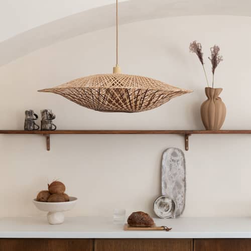 Madura Pendant wood beige / Ø 87 x H 20 cm - Bamboo - GOOD&MOJO - / Ø 87 cm - Brown & Natural - Bamboo, Iron