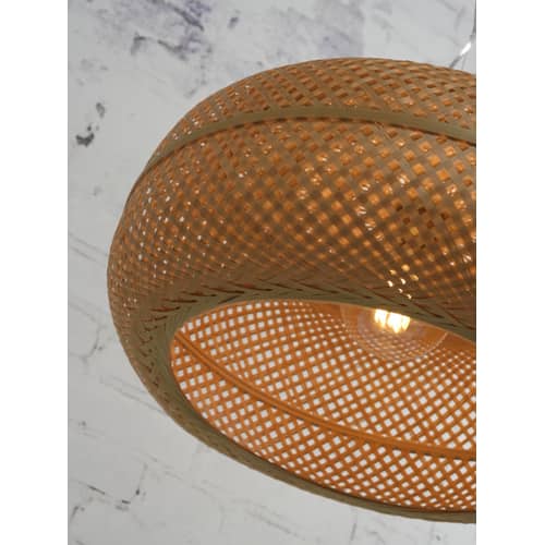 Sospensione Palawan fibre beige legno naturale / Bambù - Ø 60 cm - GOOD&MOJO - Naturale - Bambù