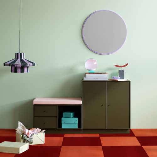 Specchio murale Colour Frame - Around legno verde / Ø 69,6 cm - MONTANA - Prezzemolo 152 -  Verre miroir, MDF laccato