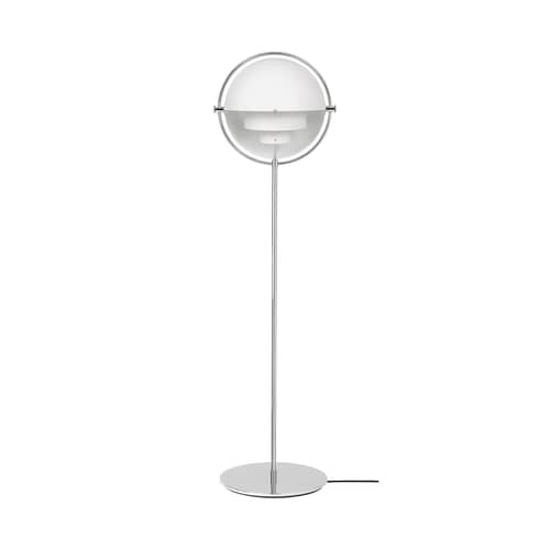 Stehleuchte Multi-Lite metall weiß / modular & verstellbar - Neuauflage des Originals aus dem Jahr 1972 - Gubi - Weiß / chromglänzend - Metall