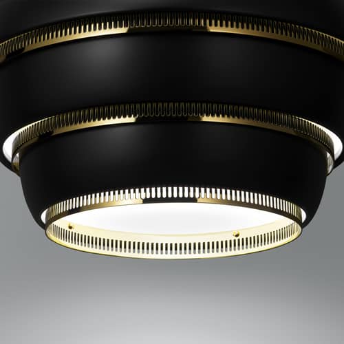 Suspension Beehive A331 / Alvar Aalto, 1953 - ARTEK - Noir / Laiton - Aluminium, Laiton