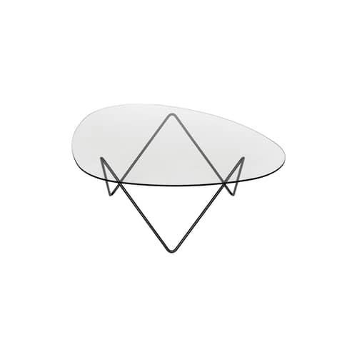 Table basse Pedrera, verre lisse / 106 x 86 cm - Réédition 1955 - Gubi - Verre transparent (lisse) / Pied noir - Acier peint, Verre trempé