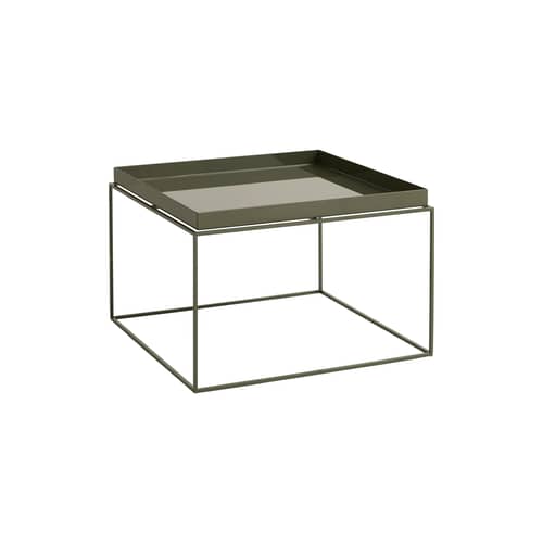 Table basse Tray métal vert / 60 x 60 x H 39 cm - Hay - Vert olive - Acier thermolaqué