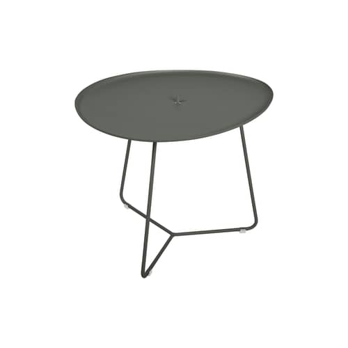 Tavolino Cocotte metallo verde grigio / L 55 x H 43,5 cm - Piano rimovibile - Fermob - Rosmarino - Acciaio verniciato