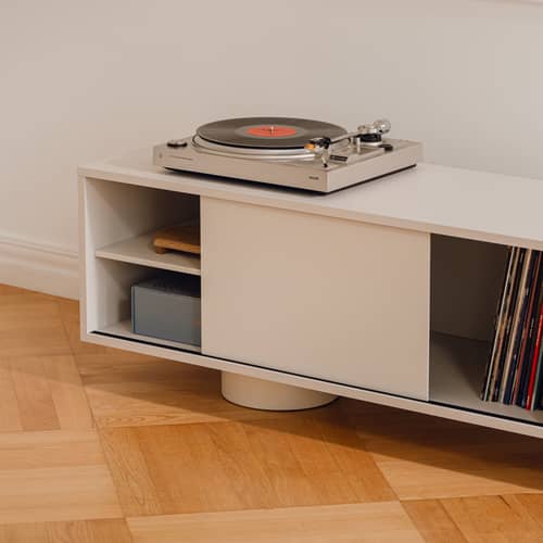 Taro Television table wood grey / W 160 x D 42 x H 48 cm - NOO.MA - Grey Almond - Melamine, Steel