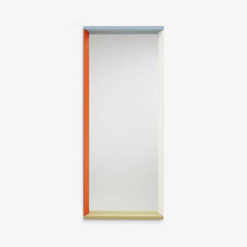 Colour Frame - Large Wall mirror wood orange / W 58 x H 140 cm - Vitra - Blue / Orange - Glass, Lacquered ash