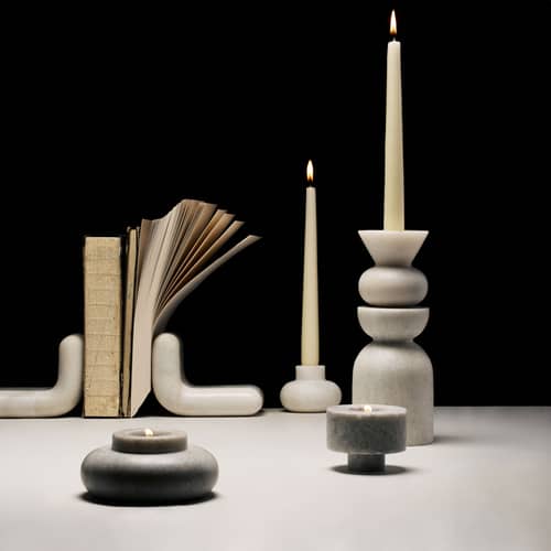 Stone Book end stone white / Set of 2 - Tom Dixon - White - Polised marble