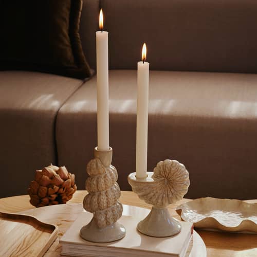 Bougeoir Shelly céramique beige - BROSTE COPENHAGEN - n°1 - Céramique émaillée
