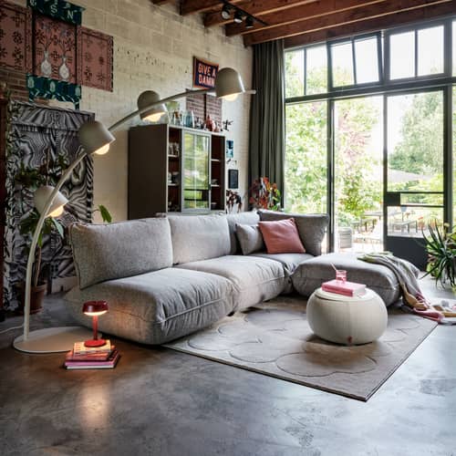 Coussin Square Teddy tissu rose / Tissu duveteux - 50 x 50 cm - Fatboy - Rose Cheeky - Polypropylène, Tissu peluche