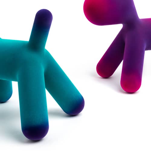 Décoration Puppy Small Floqué bleu / Effet velours - L 42 cm - Eero Aarnio, 2003 - Magis - Turquoise / Violet (floqué) - Polyéthylène floqué