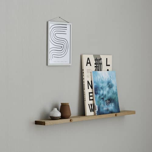 Etagère porte-cadres Gallery Shelf bois naturel / L 70 x Prof. 8 cm - Rainurée - MOEBE - Chêne naturel - Chêne massif