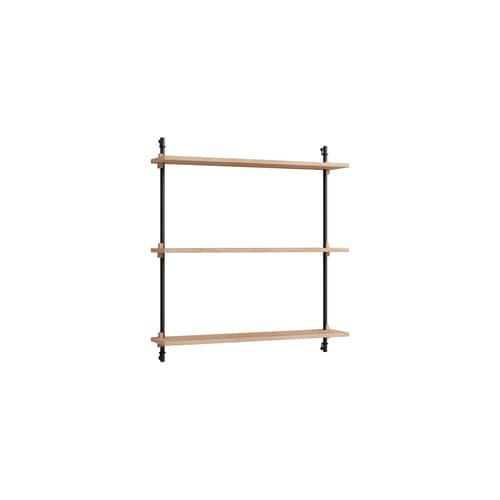 Etagère Wall Shelving – ws.85.1 / L 85 x H 85 cm x Prof. 17,5 cm - MOEBE - Chêne naturel / Noir - Acier, MDF placage chêne
