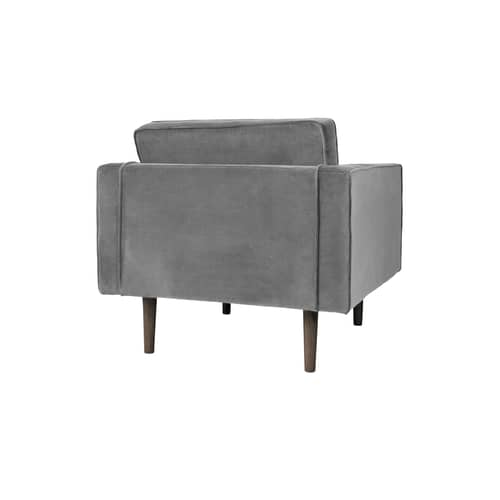 Fauteuil rembourré Wind tissu gris / Velours - BROSTE COPENHAGEN - Gris - Aggloméré, Chêne huilé teinté, Mousse, Velours polyester