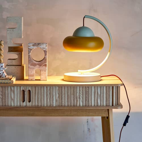 Lampe de table Bubble métal jaune - Bloomingville - Jaune chaud / Gris clair - Métal