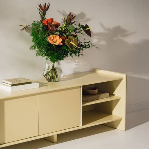 Meuble TV Rali bois jaune / L 160 x H 58 cm - NOO.MA - Jaune beurre - MDF