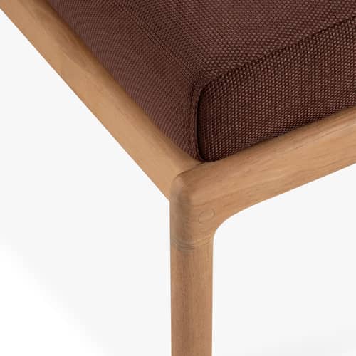 Outdoor-Hocker Jack Outdoor textil holz rot / 71 x 54 cm - Teakholz - Ethnicraft - Bordeaux - Massives Teakholz, Polypropylen-Stoff, Schaumstoff
