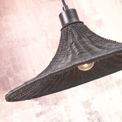 Pendelleuchte Borabora faser holz schwarz / Rattan / Ø 40 cm - GOOD&MOJO - Schwarz - Eisen, Rattan