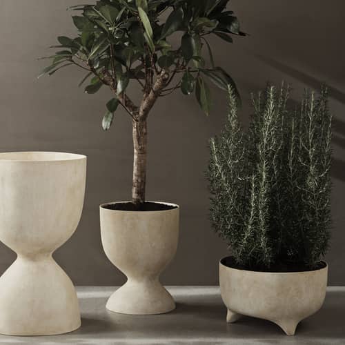 WELLHOME 2x Runde Blumentöpfe Aus Kunststoff – Sandy Round In Weiß, 26,2x26,2x22,2 Cm (7,9 Liter)