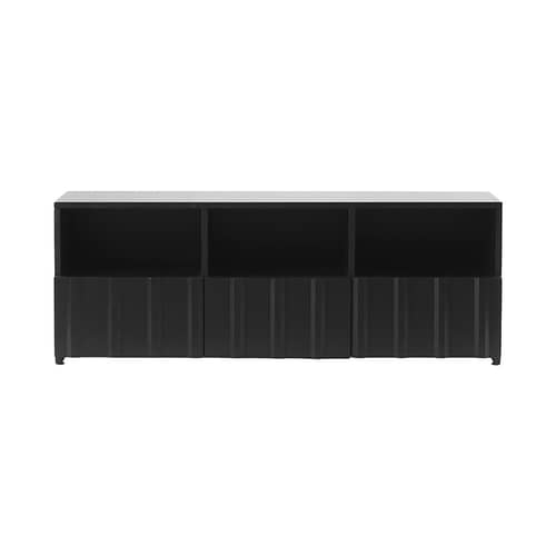 Lowboard Rib holz schwarz / B 120 x T 38 x H 44 cm - Normann Copenhagen - Schwarz - Eichenfurnier, massive Eiche