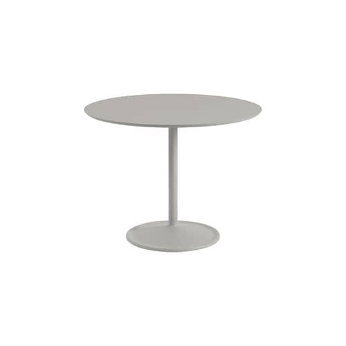 Soft Round table wood grey / Ø 95 x H 73 cm - Muuto - Grey (linoleum) / Base, legs grey - Linoleum, MDF, Moulded aluminium