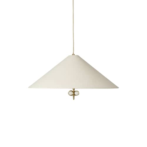 Sospensione 1967 tessuto beige / Tessuto Ø 56 cm - Senza contrappeso / Riedizione 50\' - Gubi - Beige e ottone - Ottone, Tessuto