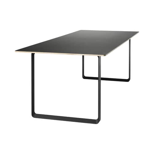 Table rectangulaire 70-70 / 170 x 85 cm - Contreplaqué finition linoleum - Muuto - Noir - Aluminium, Contreplaqué, Linoléum