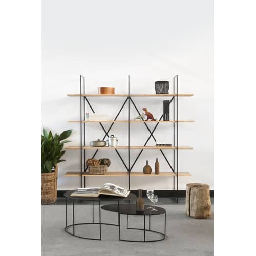 Tavolino basso Slim Irony ovale / H 42 cm - Zeus - 86 x 54 cm - nero ramato - Acciaio