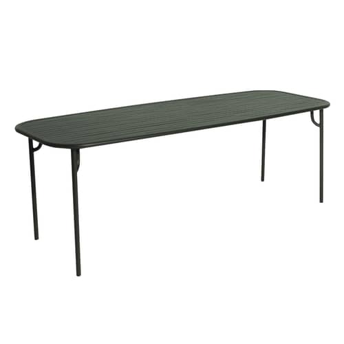 Tavolo rettangolare Week-End metallo verde / 220 x 85 cm - Alluminio - Petite Friture - Verde Bottiglia - Alluminio termolaccato epossidico