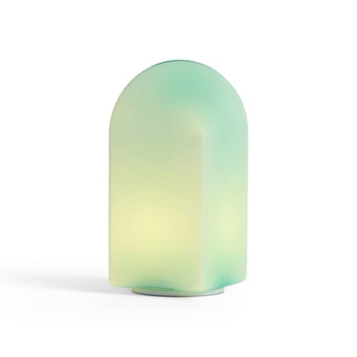 Parade Wireless rechargeable outdoor lamp glass green / H 24 cm - Hay - Light green - Hand-blown glass