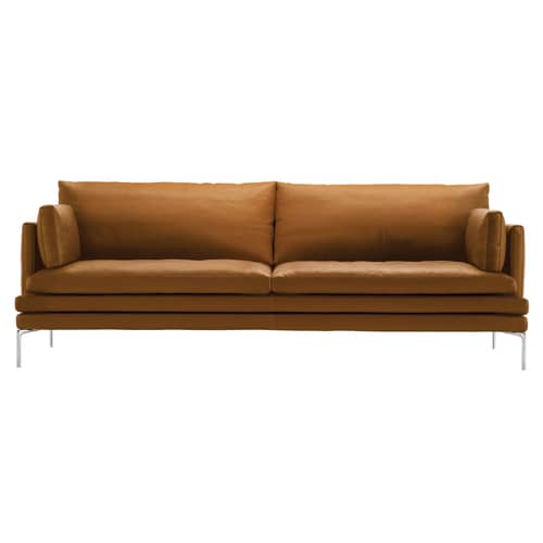 Canapé droit William Zanotta / 3 places - L 224 cm - Marron - Cuir ...