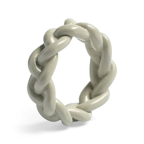 Anello portatovagliolo Braid materiale plastico grigio / Set di 4 - Poliresina - & klevering - Grigio - Poliresina