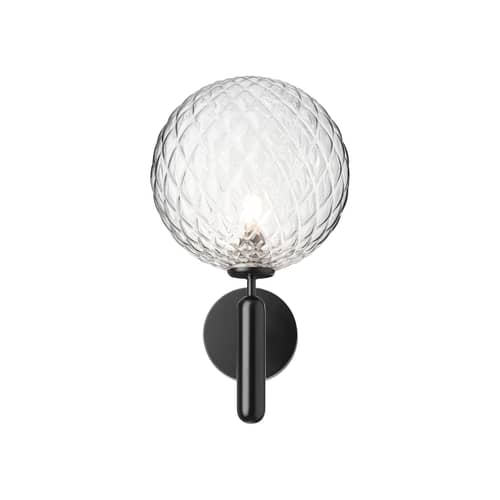 Applique d\'extérieur Miira OUTDOOR - NUURA - Transparent facetté / Noir - Aluminium thermolaqué, Verre soufflé bouche