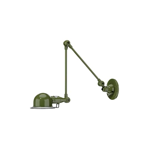 Applique Signal SI331 métal vert / Design 1950 - Orientable + interrupteur intégré - Jieldé - Vert olive - Acier, Fonte d\'aluminium
