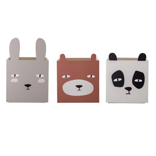 Bibliothèque Animaux bois multicolore / 3 tiroirs - L 107 x H 94 cm / Seconde vie - Bloomingville - Gris / Bois - Bois de paulownia, MDF