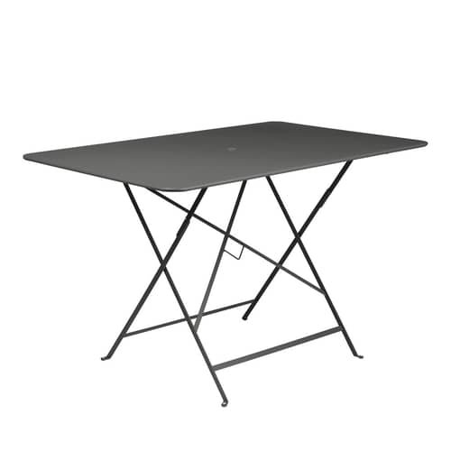Bistro Foldable table metal black / 117 x 77 cm - 6 people - Parasol hole - Fermob - Licorice - Painted steel
