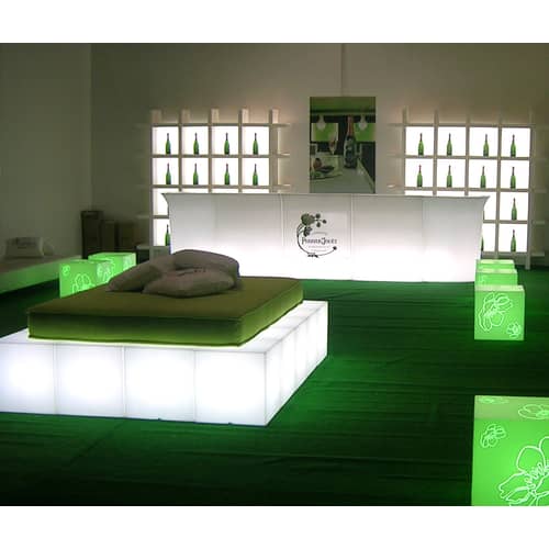 Cubo OUTDOOR Illuminated side table plastic material white Outdoor - Slide - White - Outdoor - Polythene