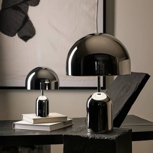 Lampe de table Bell LED métal argent / Ø 28 x H 42,5 cm - Tom Dixon - Argent - Acier