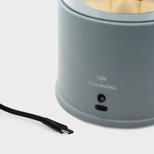 Lampe extérieur sans fil rechargeable The Muse métal bleu / IP44 - Verre - TALA - Bleu Selvedge - Aluminium, Laiton massif, Verre borosilicaté