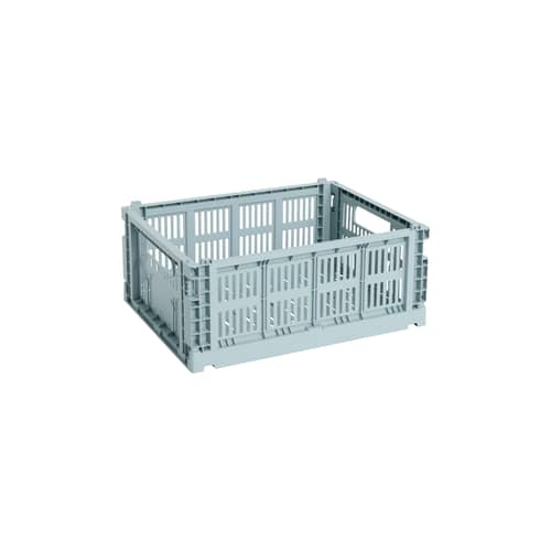 Panier Colour Crate plastique bleu gris Medium / 26,5 x 34,5 cm - Recyclé - Hay - Bleu Dusty - Polypropylène recyclé
