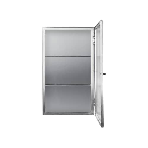 Rangement mural Haze métal / L 35 x H 60 cm - Verre cannelé - Ferm Living - Acier brossé  / Verre cannelé - Acier inoxydable brossé, Verre cannelé