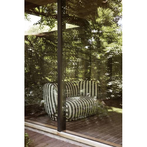 Divano destro Rico x Louisiana tessuto beige / L 150 cm - Ferm Living - Nero e sabbia (tessuto Louisiana) - Espanso, Legno, Tessuto