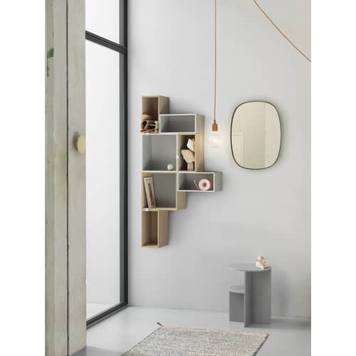 Scaffale Mini Stacked legno bianco / Large rettangolare 49x24 cm / Con fondo - Muuto - Bianco - MDF tinto